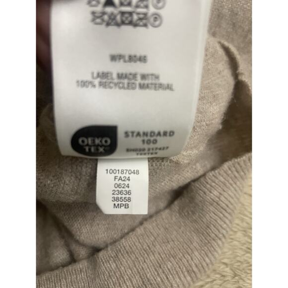 CHARTER CLUB Luxury 100% Cashmere Sweater Women's Size M Beige Tan V Neck - Picture 6 of 7